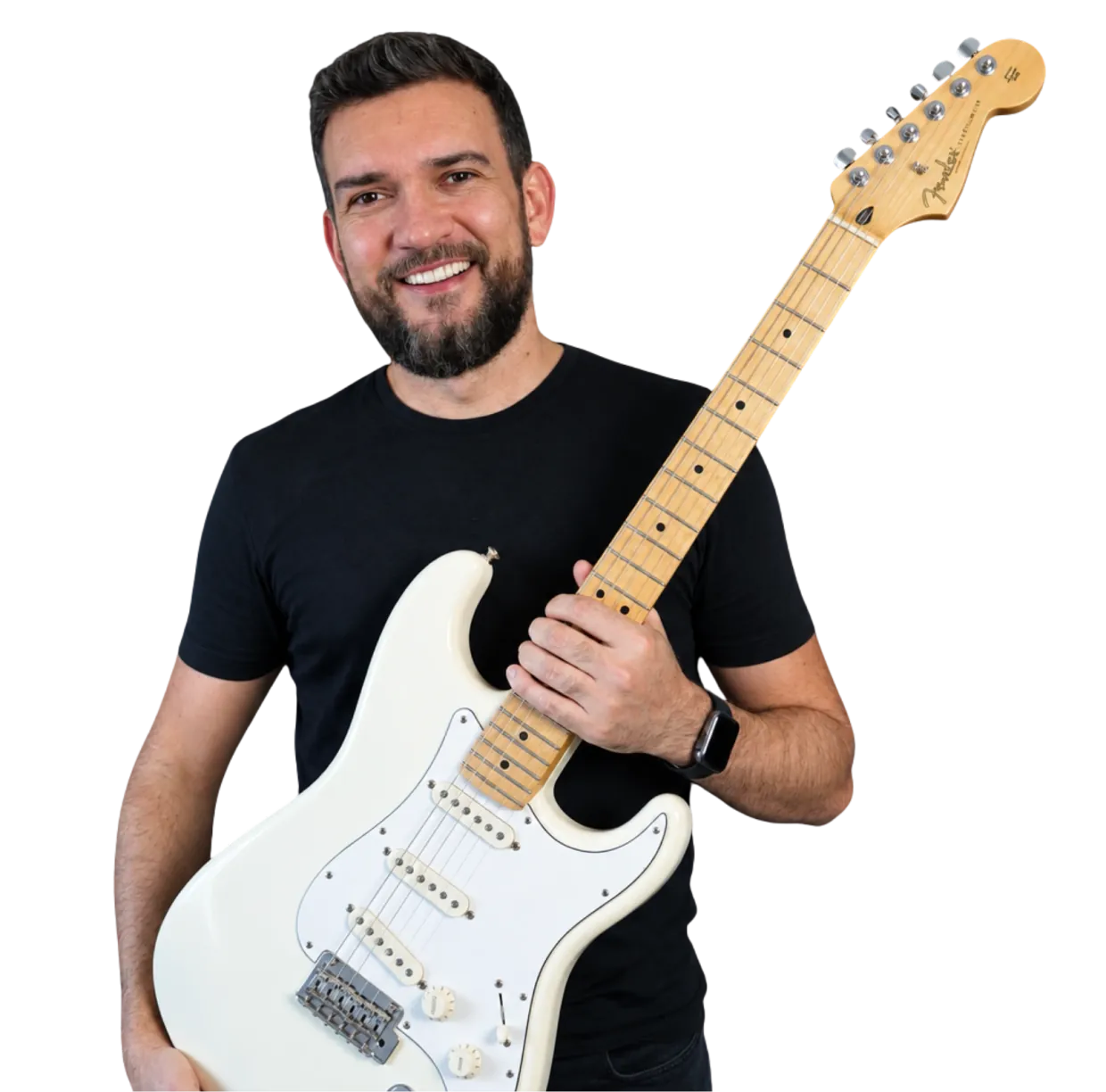 Renato Faleiro segurando uma guitarra