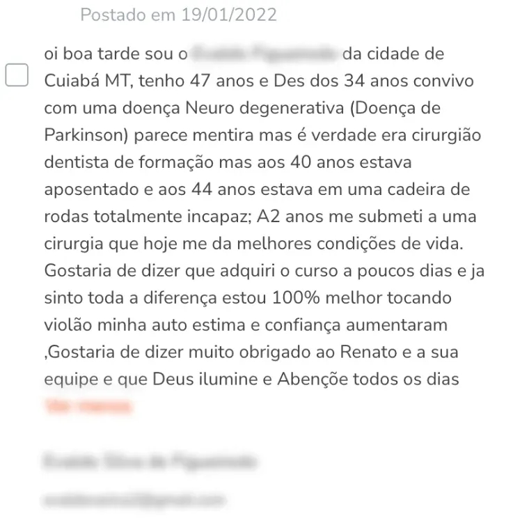 Depoimento de aluno