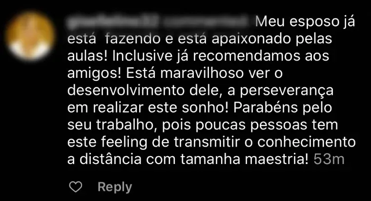 Depoimento de aluno
