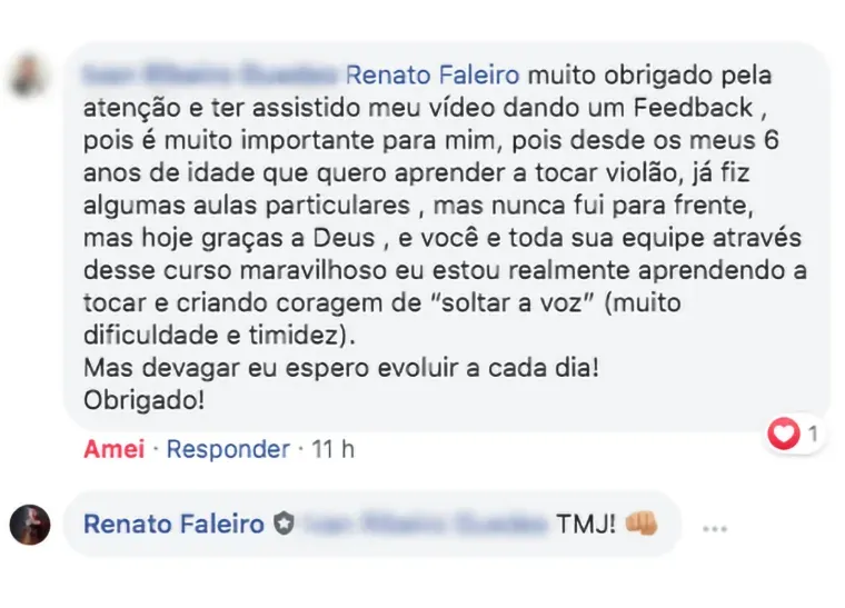 Depoimento de aluno