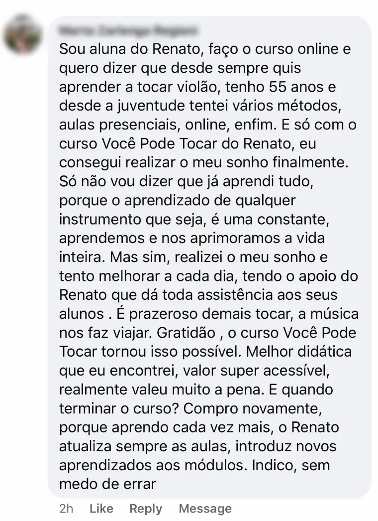 Depoimento de aluno