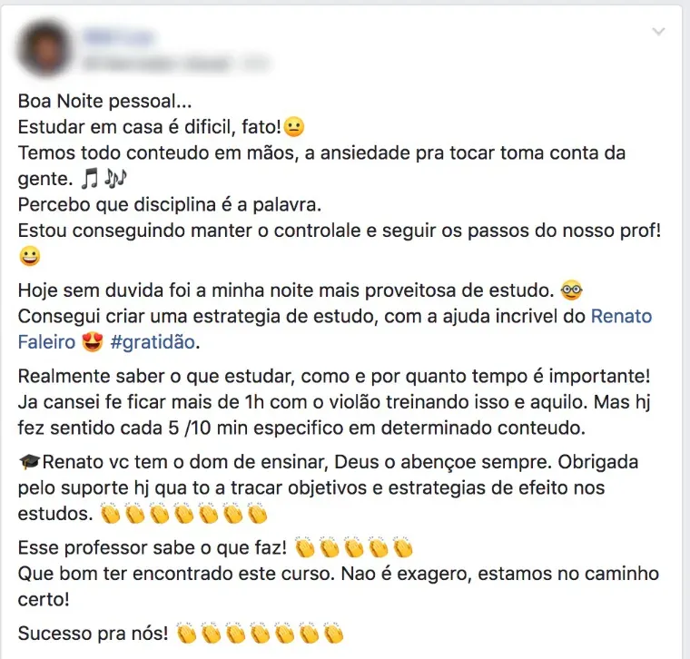 Depoimento de aluno